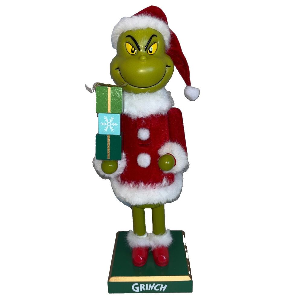 Dr. Seuss The Grinch Who Stole Christmas Grinch Wood Presents Nutcracker 16” NEW